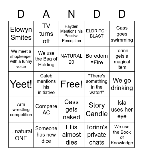 Tempest Riders Bingo Card