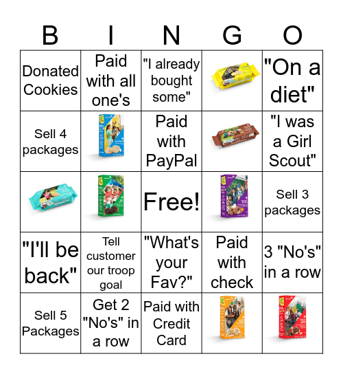 Cookie Booth Bingo Troop 11249 Bingo Card