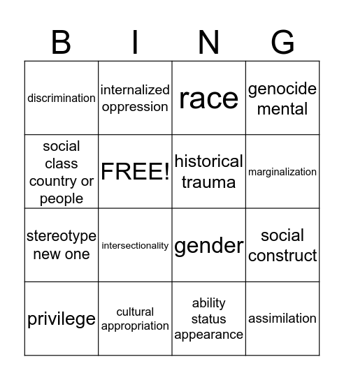 Diverse WORLD  Bingo Card