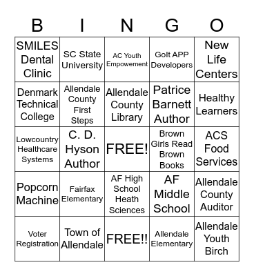 FAMILY LITERACY NIGHT Bingo Card