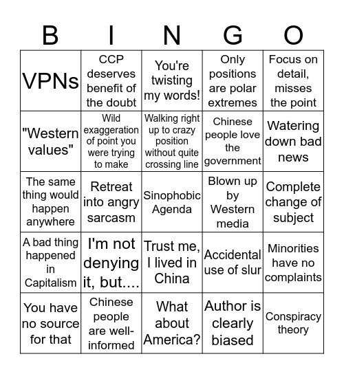 Garret Defense Squad Bingo Card