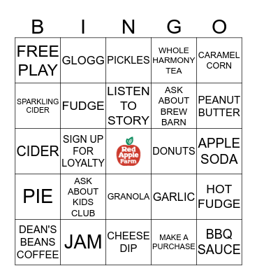 RED APPLE FARM Bingo Card