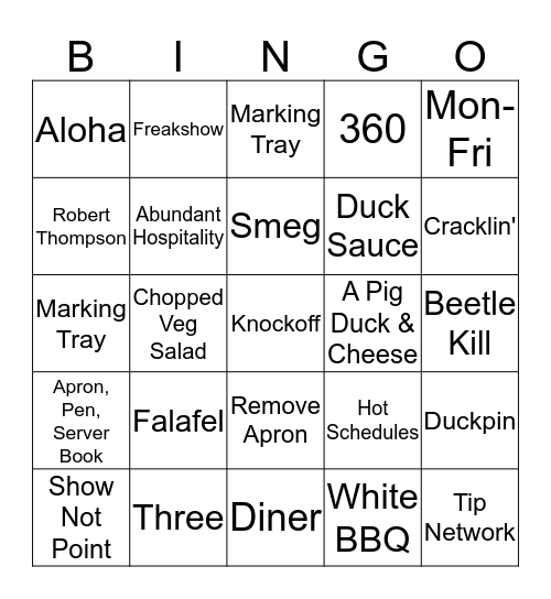 Punch Bowl Bingo!!!! Bingo Card