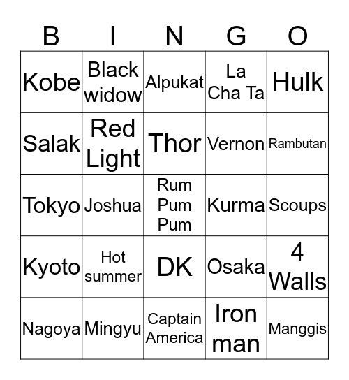 Seulgi’s Bingo Card