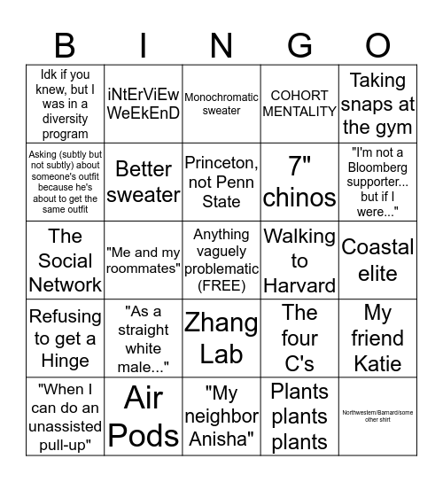 Phillip Bingo Card