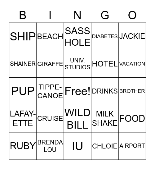 AMY BINGO Card