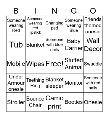 Jillian's Baby Shower Bingo Card
