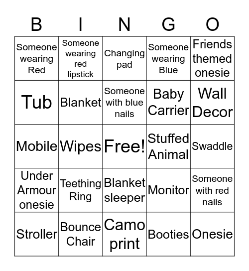 Jillian's Baby Shower Bingo Card