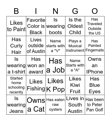 Co-Op Bingo Card