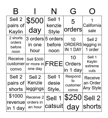 4 THE WILD DAILY SALES BINGO Card