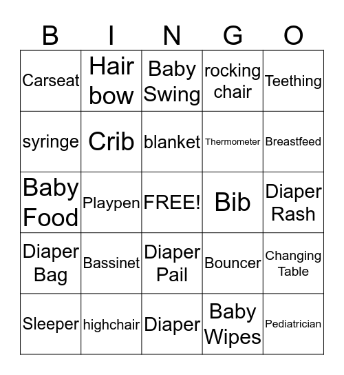 Baby Lingo Bingo Card
