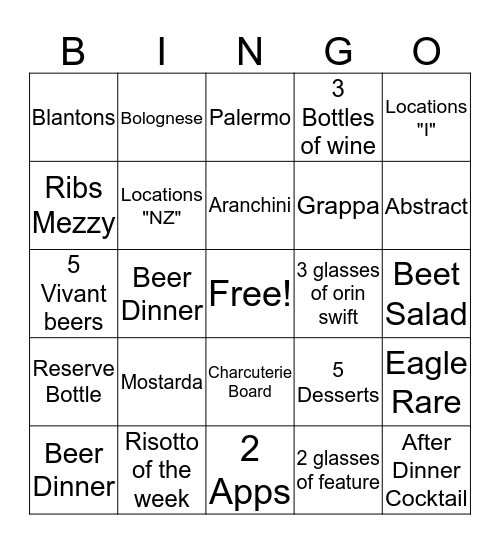 Palio BingoExtravaganza Bingo Card