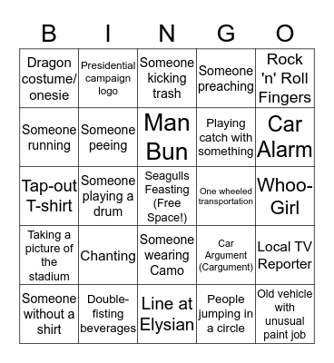 Post-Game People Watchin Bingo Card