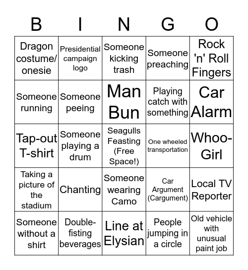 Post-Game People Watchin Bingo Card