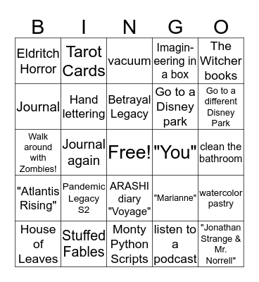 No-Spend Activities Bingo Card