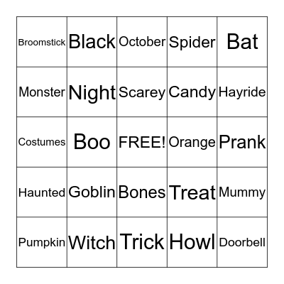 Halloween Bingo Card