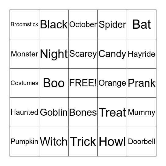 Halloween Bingo Card