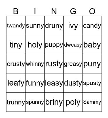 cons.y Bingo Card