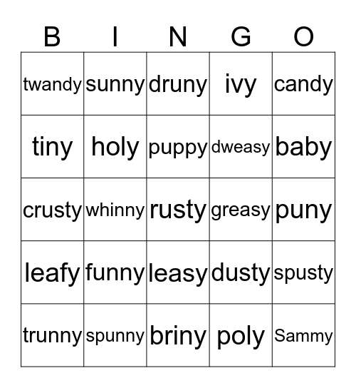 cons.y Bingo Card