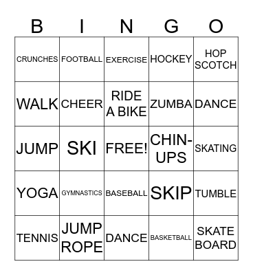LET'S GET MOVING Bingo Card