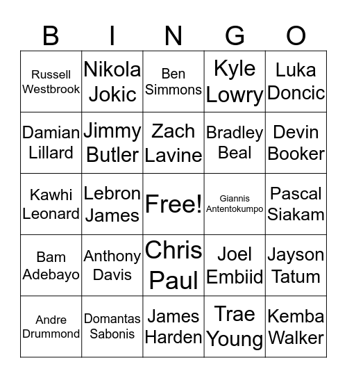 Da_Rippa808's NBA Bingo Card