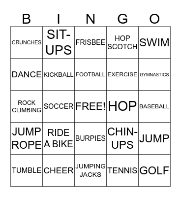 LET'S GET MOVING Bingo Card