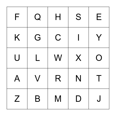 ABC Bingo Card