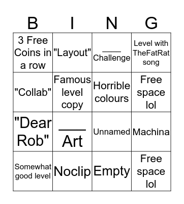 Geometry Dash Recent Bingo Card