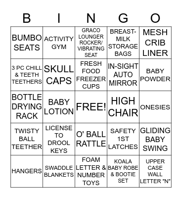 BABY SHOWER BINGO Card