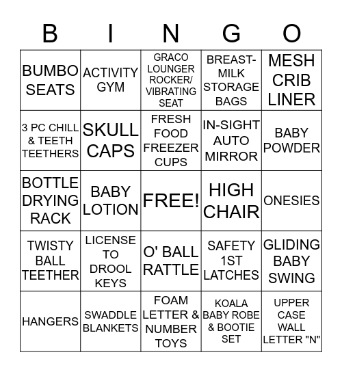 BABY SHOWER BINGO Card