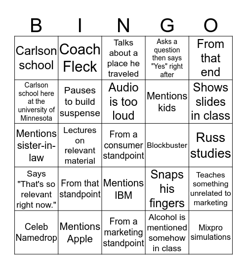 Marketing Bingo Card