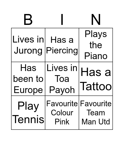 Find Someone who has Bingo Card