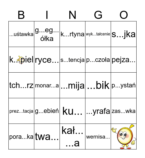 Ortograficzne bingo Card