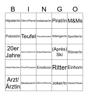 Fastnachtsbingo Card