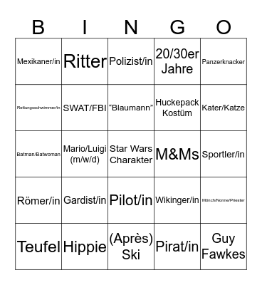 Fastnachtsbingo Card