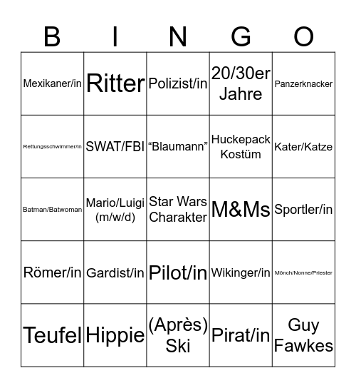Fastnachtsbingo Card