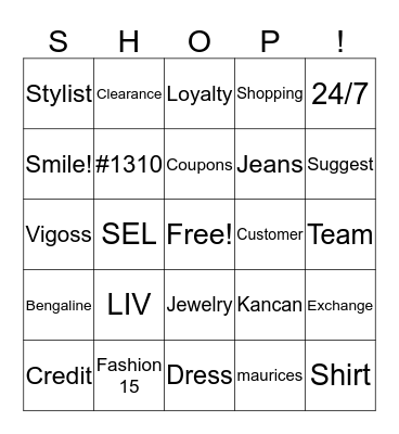 maurices Bingo Card