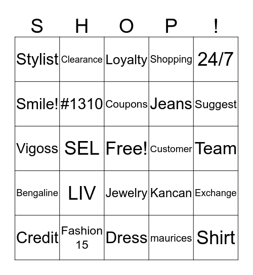 maurices Bingo Card