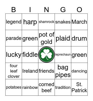 St. Patrick's Day Bingo Card