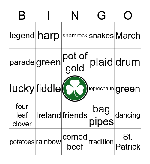 St. Patrick's Day Bingo Card