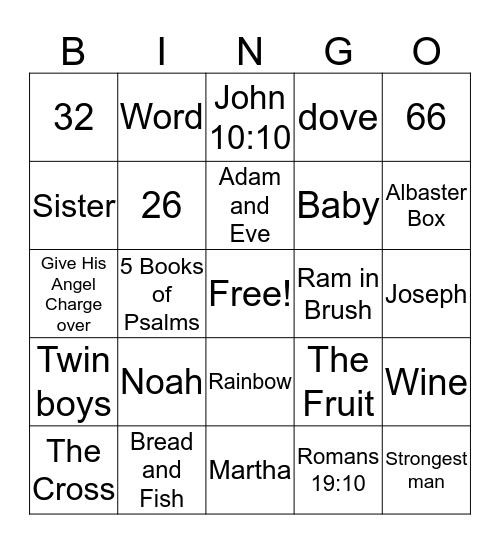 Bible Game  Bingo Card