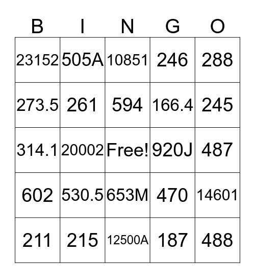 Call Taking Bingo Card