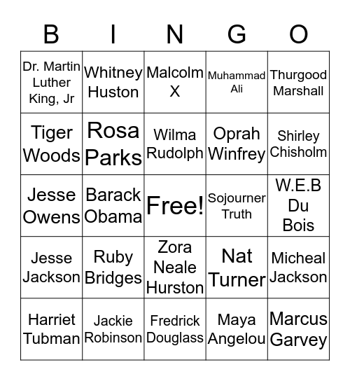 Black History Month  Bingo Card