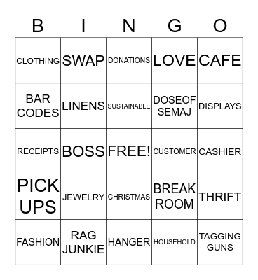 SWAP IN LOVE  Bingo Card