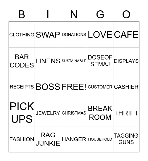SWAP IN LOVE  Bingo Card