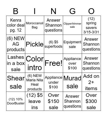March Bingo Card