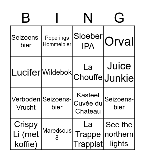 Bierweek 2020 Bingo Card