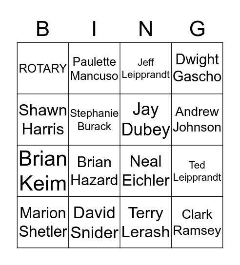 ROTARY  Bingo Card