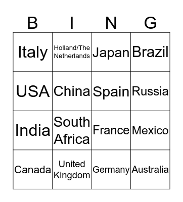 Etiquette Around the World  Bingo Card