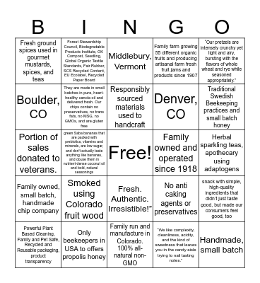 Product Knowledge Bingo Card